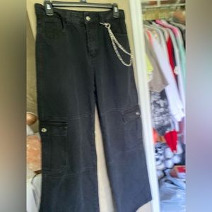 black cargo pants with chain